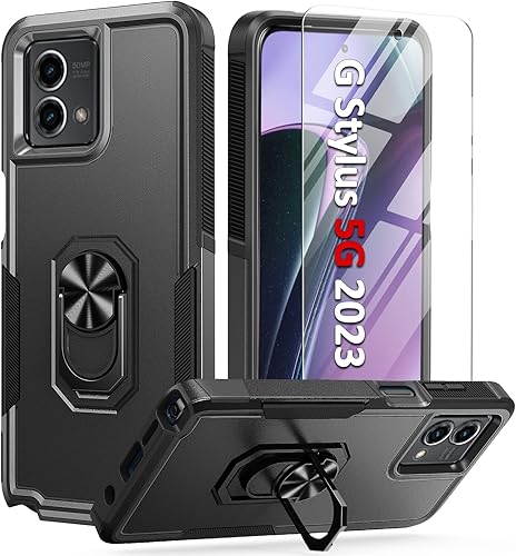 FNTCASE Funda para Motorola Moto G-Stylus-5G-2023 Fundas de protección a prueba de caídas de grado militar con soporte magnético TPU texturizado