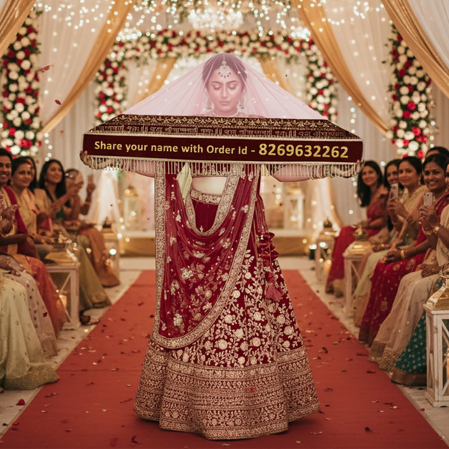 kaevion Bridal Sada Saubhagyawati Dupatta with Pipelace Border | Customized Dulhan Wedding Dupatta | Chunni for Marriage/Shadi Ki Chunri/Shagun Ka Dupattas