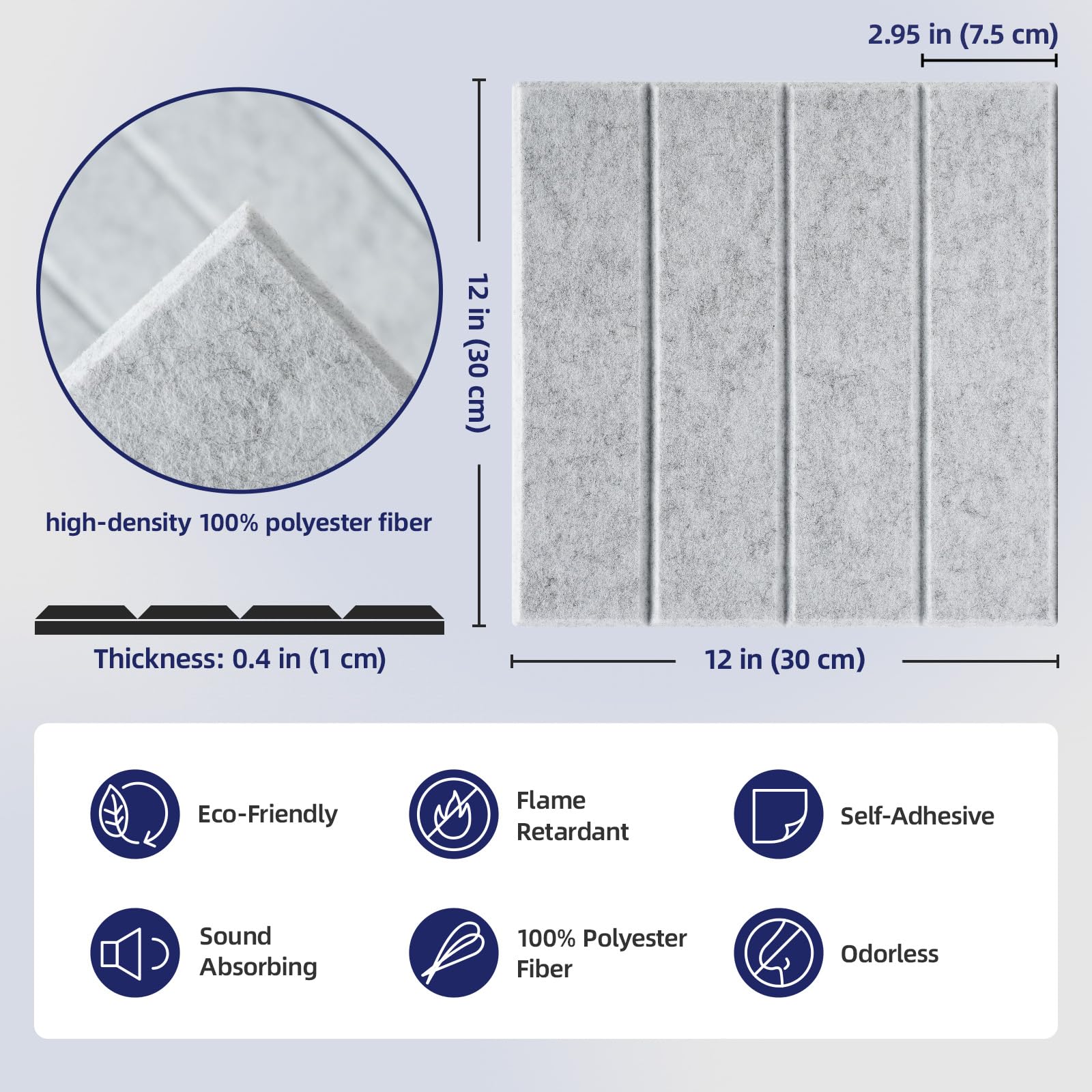 Vieshful 10 Stück Akustikpaneele Selbstklebend – 30x30x1cm Schallschutzplatten & Wandpaneele selbstklebend aus Filz, Hochdichte Akustikplatten für Wandverkleidung, Tonstudio, Heim & Büro, Grau