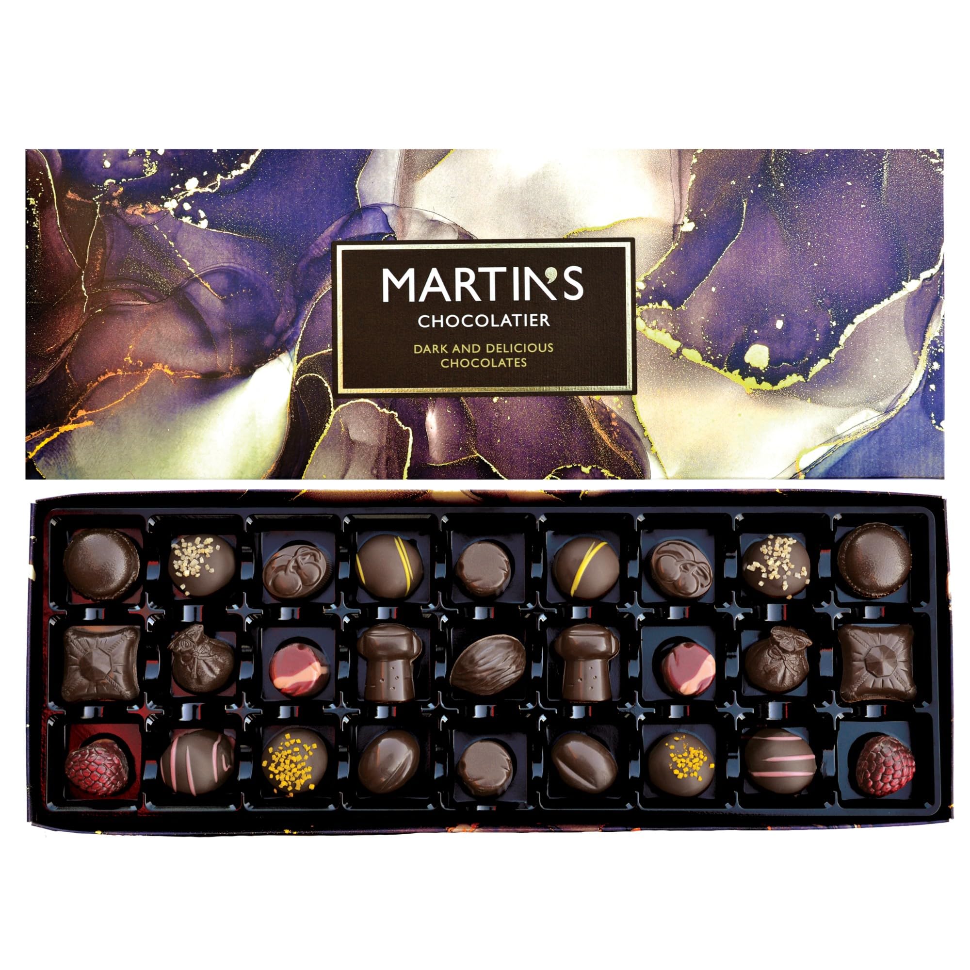 Martin's Chocolatier Dark & Delicious Signature Collection | 27 Luxury Chocolates Gift Box | Dark Belgian Chocolate Assortment for Christmas, Birthdays, Anniversary & Celebrations
