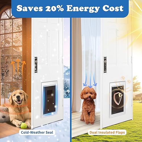 Miniatura 4 de Puerta de perro mediana resistente para puerta, perfil de aluminio, puertas de gato para interiores y exteriores, túnel telescópico de vidrio