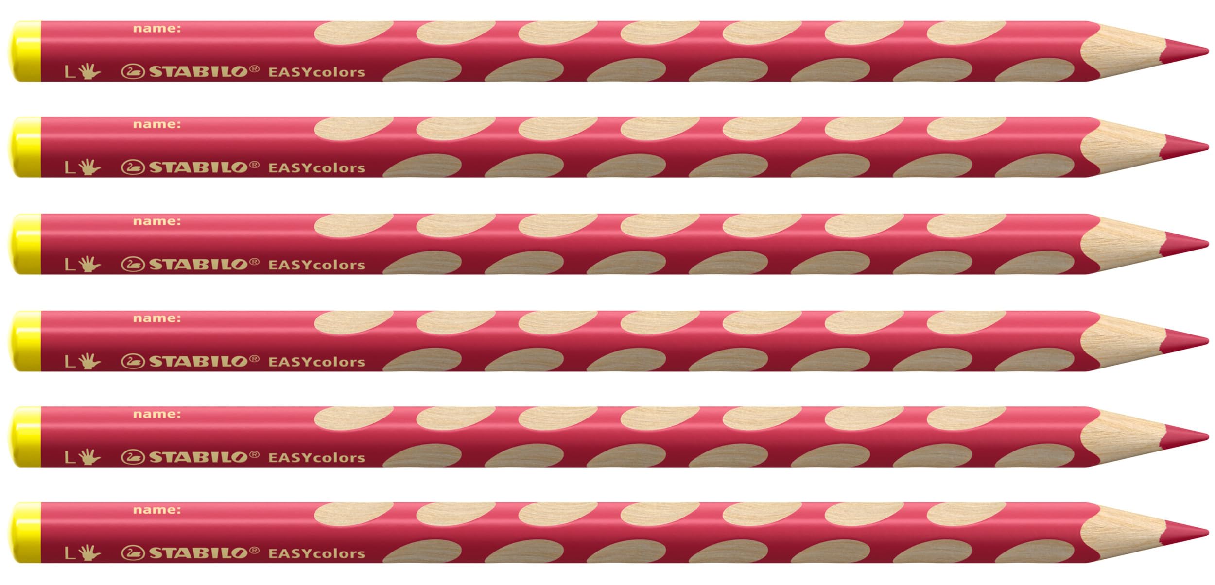 STABILO Ergonomic Colouring Pencil EASYcolors - Left-Handed - Pack of 6 - Carmine Red Deep