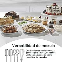 Vista 3 de Hamilton Beach Mezclador Clásico de Pie y de Mano, 4 Quarts, 6 Velocidades con QuickBurst, Soporte para Tazón, 290 Watts de Potencia Máxima, Azul