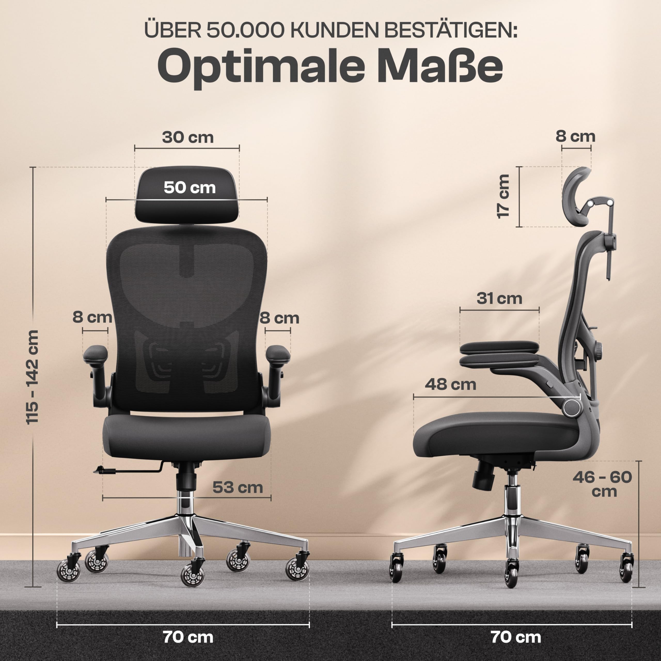 Gawain Bürostuhl Ergonomisch [VERGLEICHSIEGER] Drehstuhl 150kg | Schreibtischstuhl Ergonomisch | Komfortabler Gaming Stuhl | Bürostuhl Testsieger für höchsten Komfort und Ergonomie