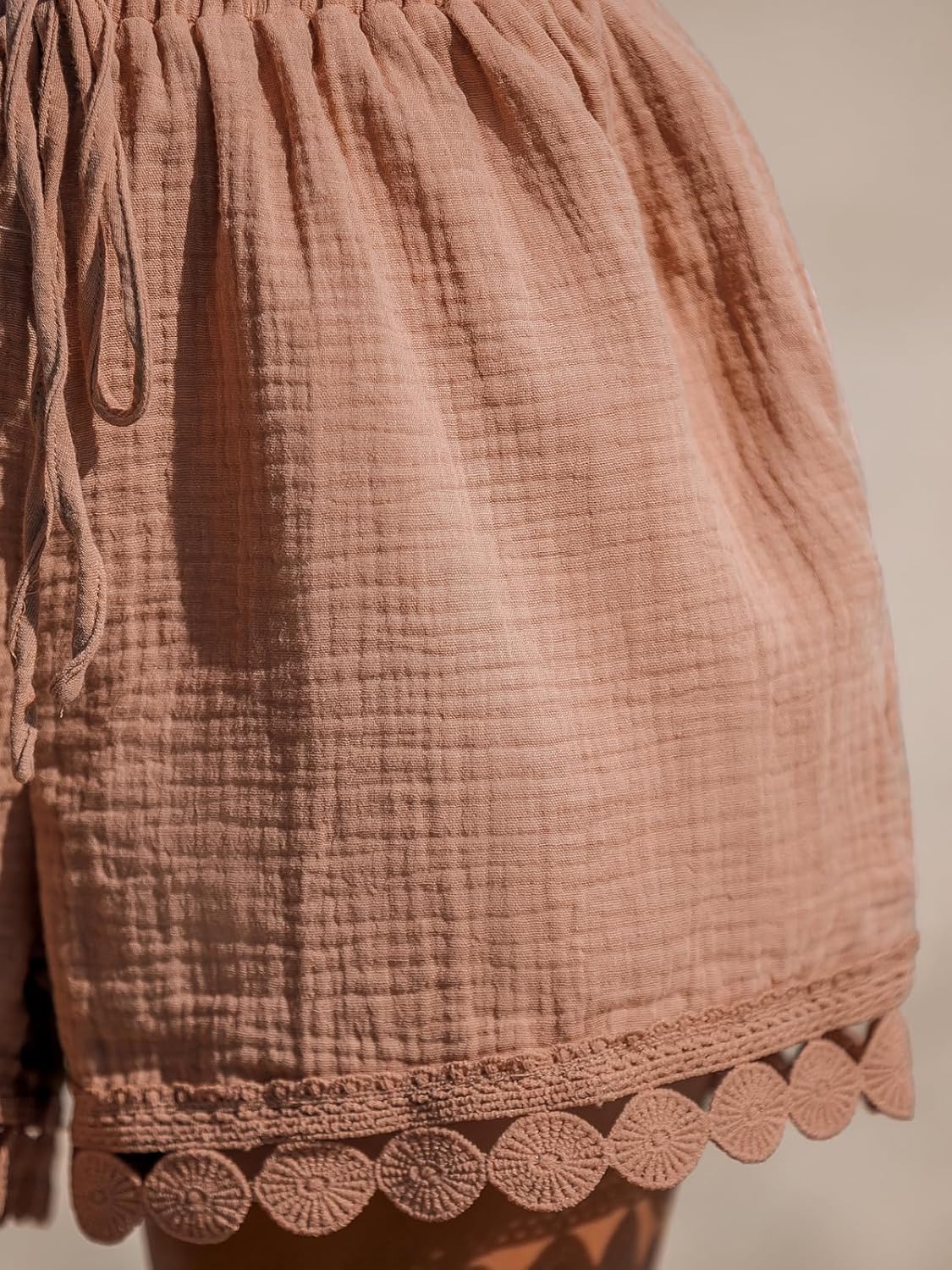 CUPSHE Women Swim Cover Up Shorts 100% Cotton Casual Beach Shorts with Side Pockets - Image 3