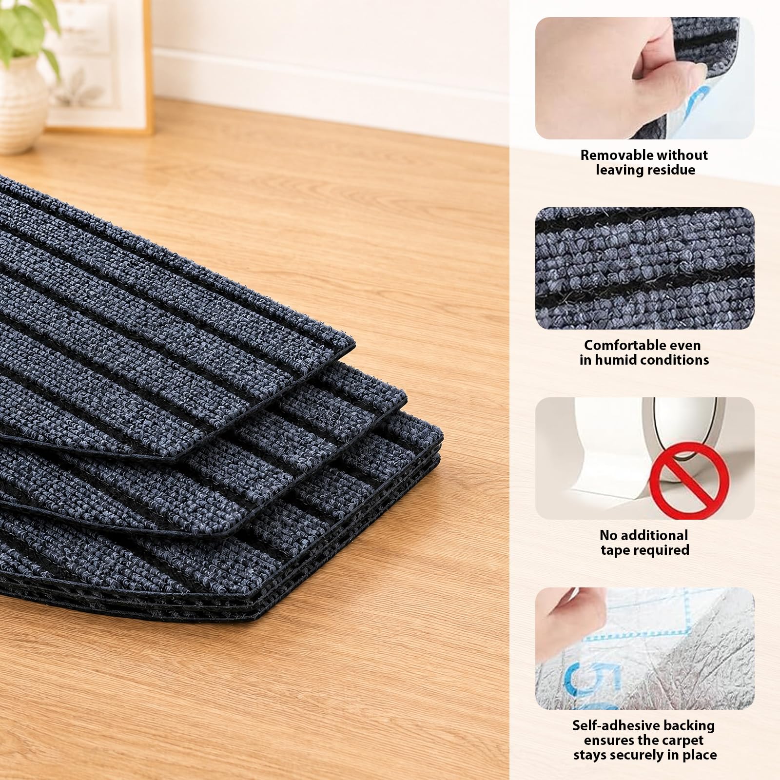 Lot de 15 tapis d'escalier semi-ronds - 60 x 24 cm