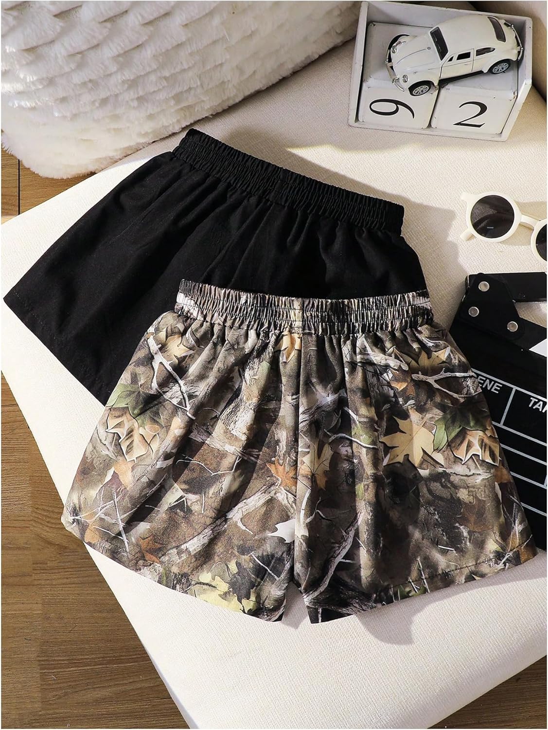 WDIRARA Toddler Girl's 2 Pack Shorts Camo Elastic Waist Athletic Shorts