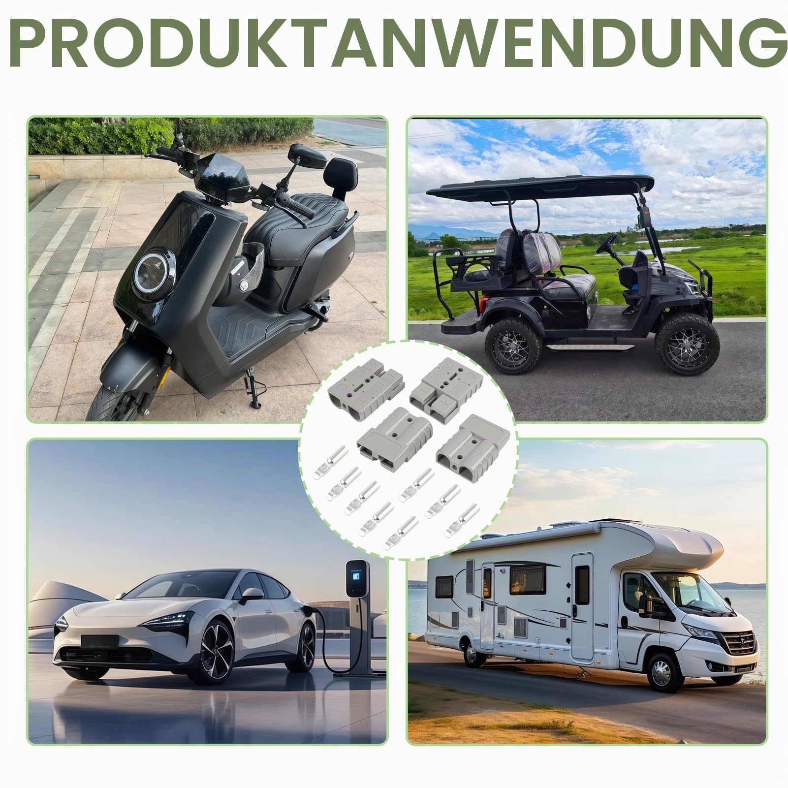 4 Stück Batterieanschlüsse 50A Stecker - 600V Schnellanschluss Stecker, Batterie Stecker, Graue Batteriestecker 12 v, Quick Connect Batterie, Batterieanschluss, für Auto, Motorrad, Boot, Solaranlagen