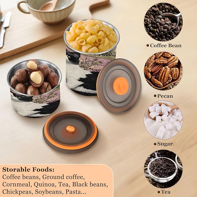 ALAZA Cow Cat Flower Blossom Coffee Canister 17oz miniatura 7