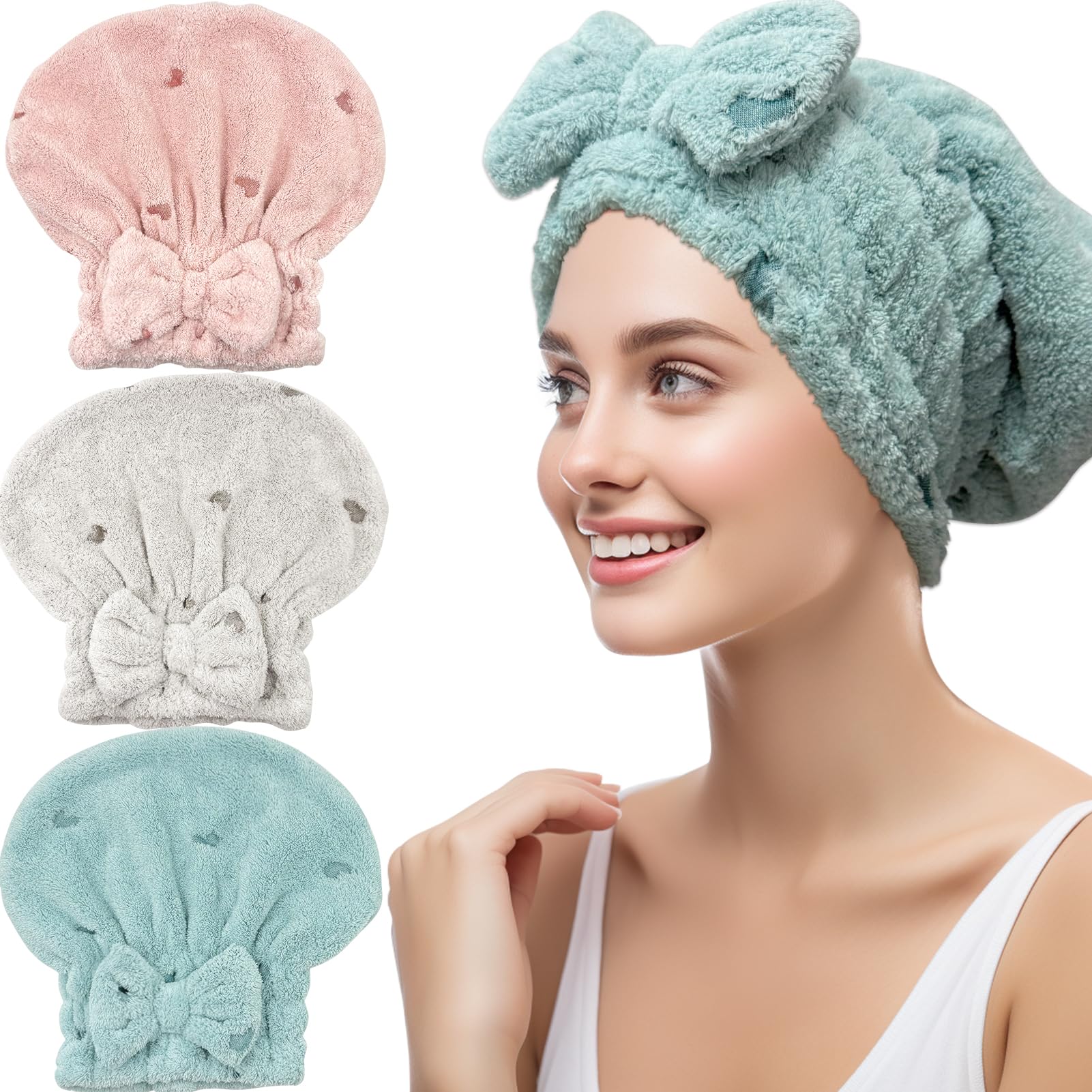 Jseng 3Packs Microfiber Hair Towel
