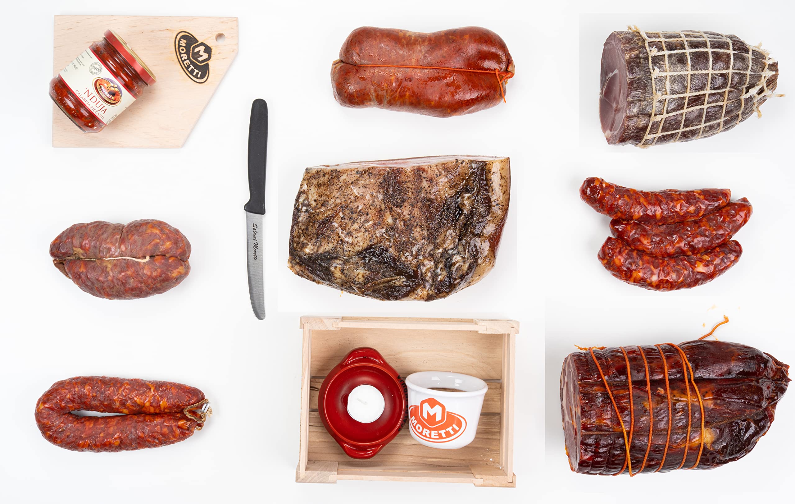 Moretti® Coffret Cadeau Salami Et Accessoires | Spécialités de salami de Calabre | voyage dans le goût sucré et épicé | Diverses combinaisons | De nombreux accessoires pour la maison (mixte) - 2