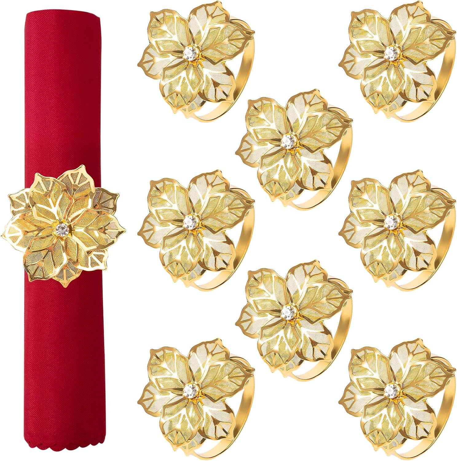 HhBdy 12 Piezas Servilleteros Individuales Dorado Anillos Servilleteros Redondos Anillo de Servilleta de Metal Decoración de Mesa para Bodas Navidad Acción de Gracias Cumpleaños