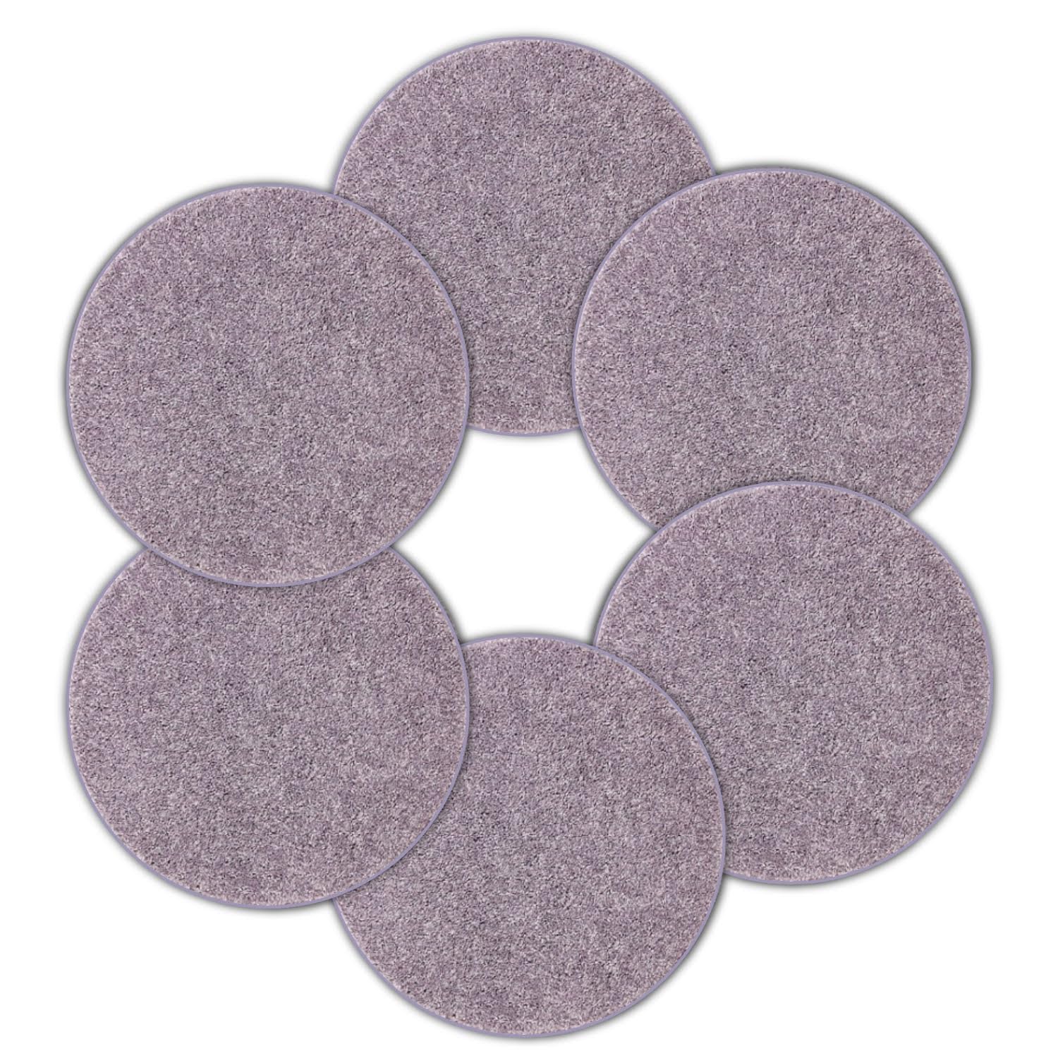 Set 6 - Misty Lilac Kids Crazy Carpet Circle Seats 18” Round Soft Warm Floor Mat - Cushions | Classroom, Story Time, Group Activity, Time-Out Spot Marker and Fun. Home Bedroom & Play Areas