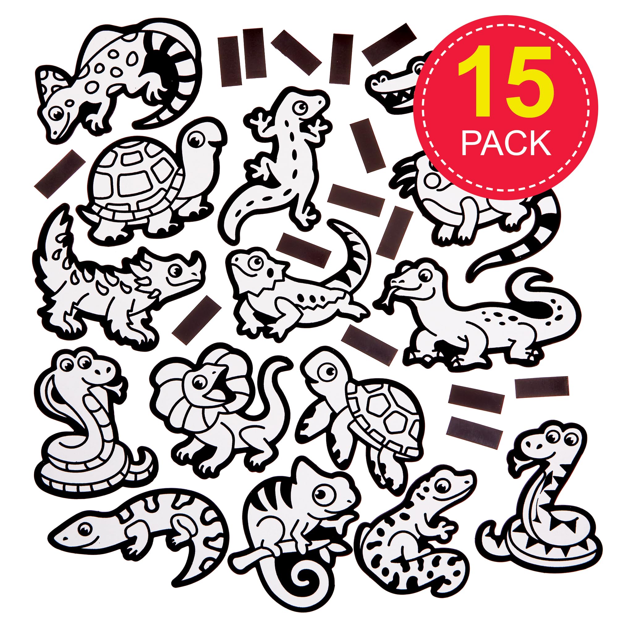Baker Ross FN196 Reptile Fuzzy Art Magnets - Pack of 15, Colouring Arts and Crafts Kits for Kids, Multicolour, 15 cm x 21 cm - Image 2