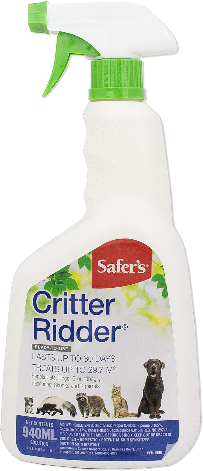Safer's 31452CAN Critter Ridder Animal Repellent ReadytoUse Spray