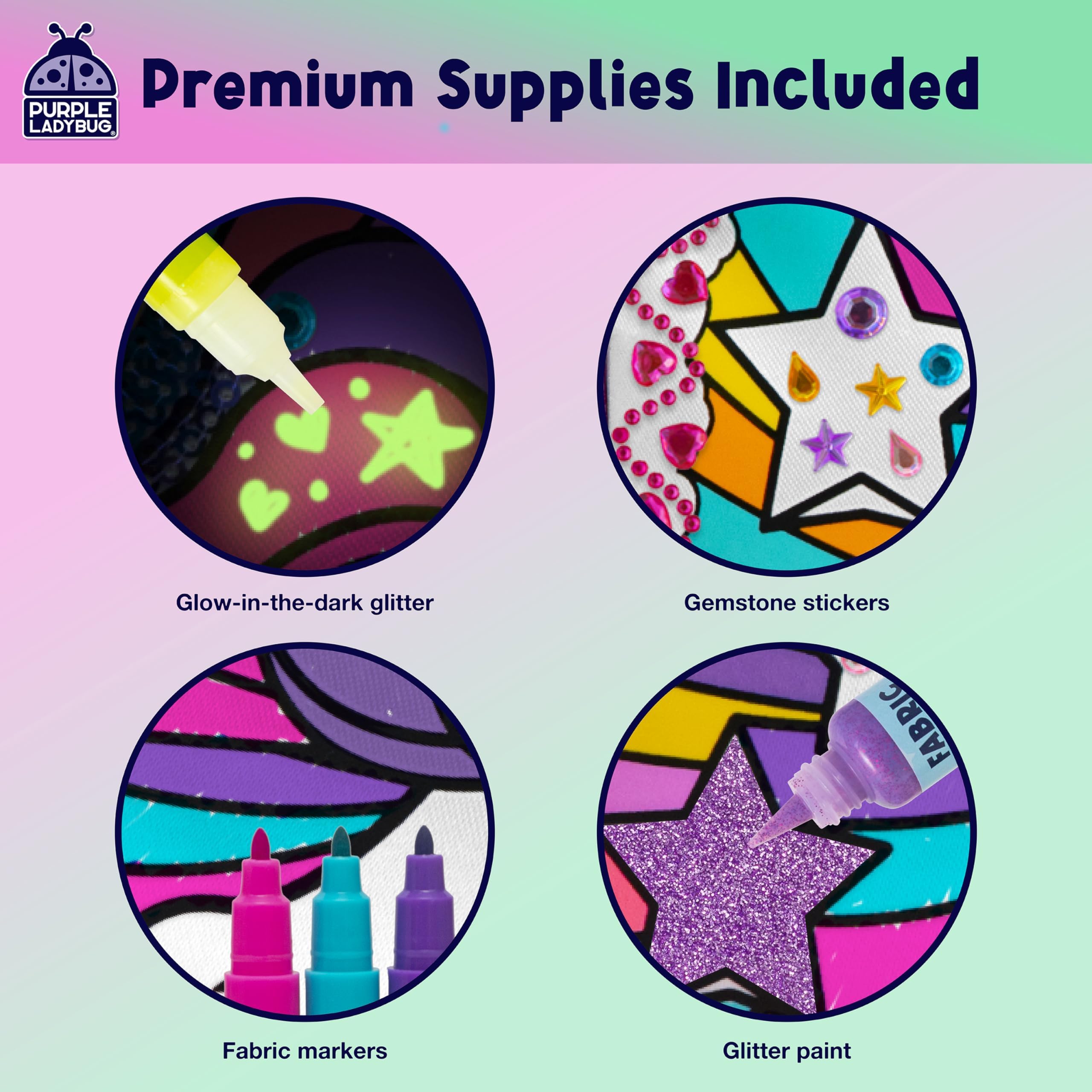 Decora tu propio kit de bolsa cruzada de unicornio, regalos de Navidad para niñas con bolígrafo con purpurina que brilla en la oscuridad, calcomanías de gemas y pintura de tela, ideas de regalo de 7