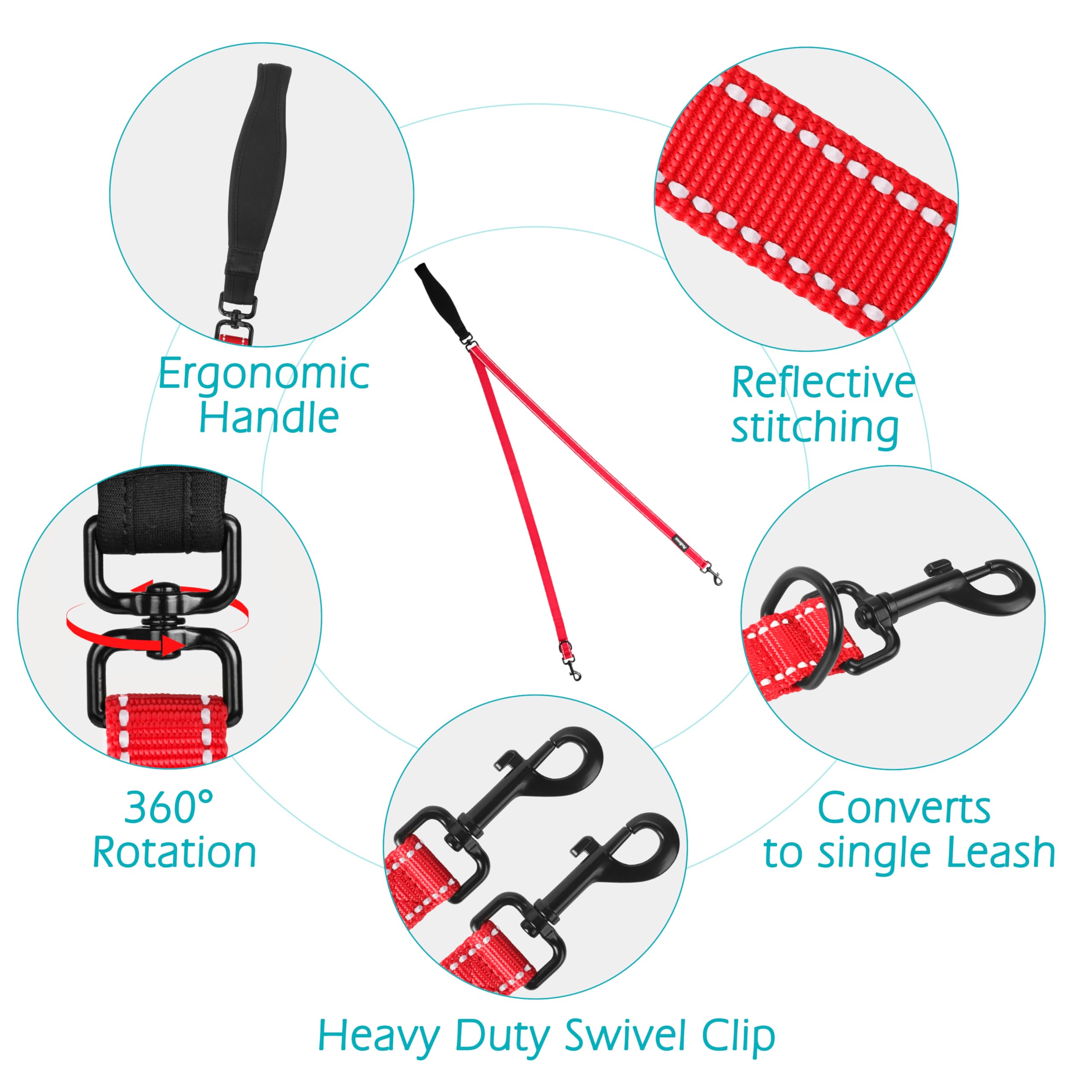 PetBonus Two Point Control Dog Lead, Works with No Pull Harnesses, No Tangle Training Leads - Image 3