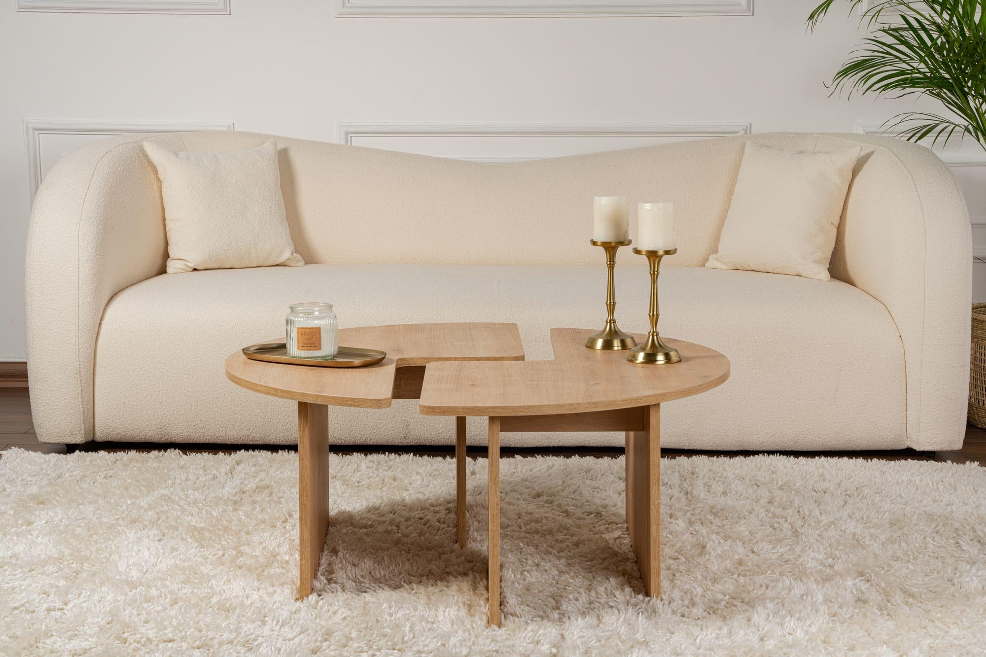 Hanah Home Elegante tavolo da caffè, diametro 90 cm, altezza 41 cm, 100% melamina, spessore 18 mm, perfetto per le stanze moderne e gli spazi di Cozy