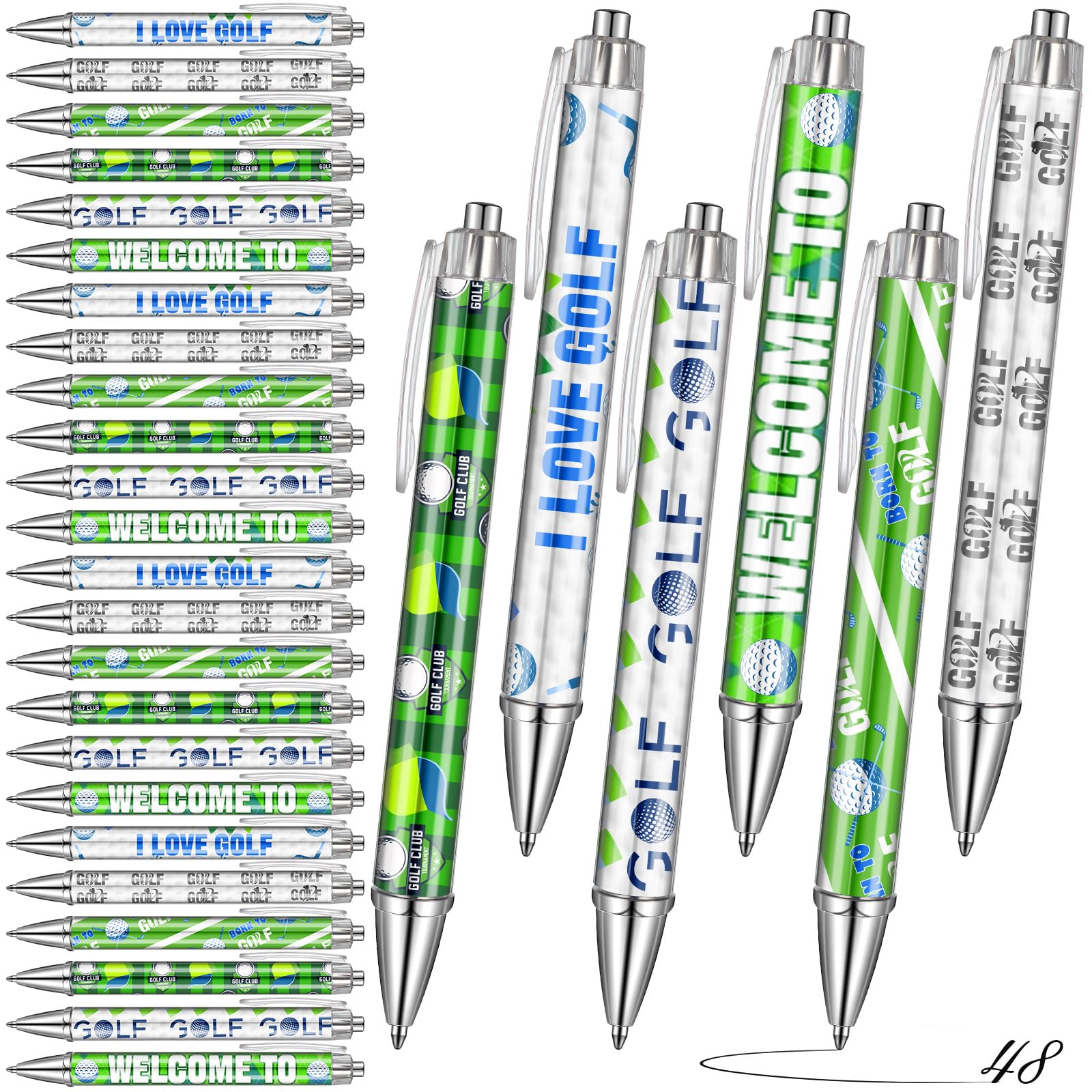 Weekgrat 48 Pcs Golf Ballpoint Pens Gifts Golf Birthday Party Supplies Decorations Black Ink Retractable Pens in Bulk for Coworkers Office Dad