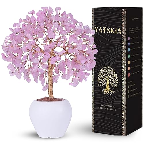 YATSKIA Rose Quartz Crystals Tree, Crystals and Healing Stones, Pink