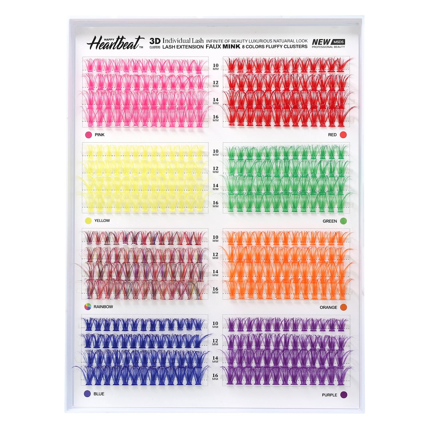 3D Colored Lash Clusters 416 Pcs 8 Colors C Curl Faux Mink Lashes Colorful Individual Lashes Extension 10mm