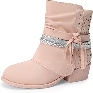 Girls Ankle Boots Side Zipper Low Heels Boots Little Kid/Big Kid