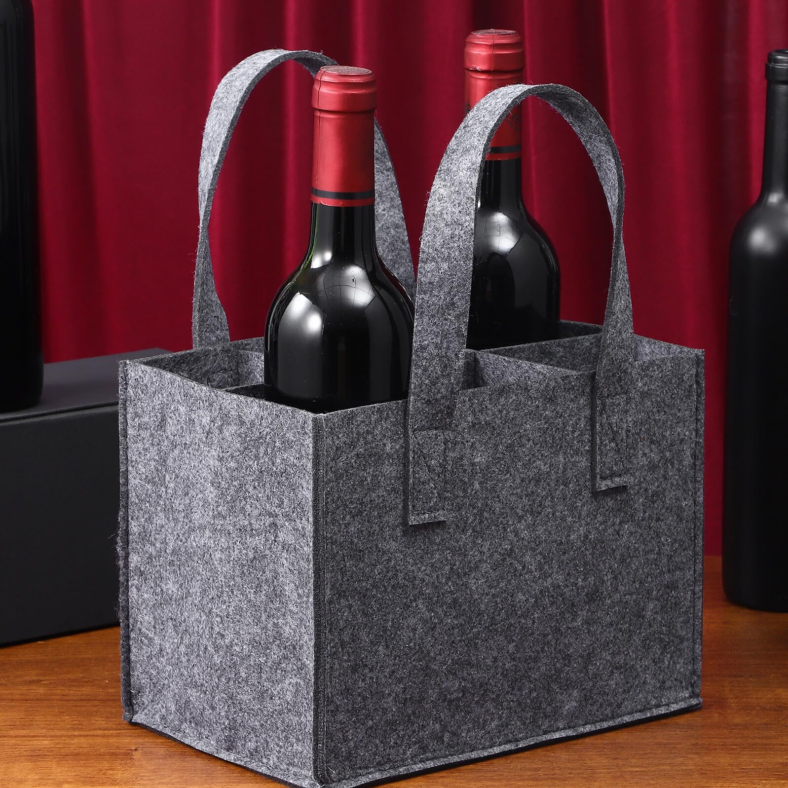 4 Stück Filz flaschentasche Flaschen Tragetasche Weich Robustes Material Handgriff Reisetauglich Picknick Flaschenhalter Bier Wein Spirituosen Geschenk