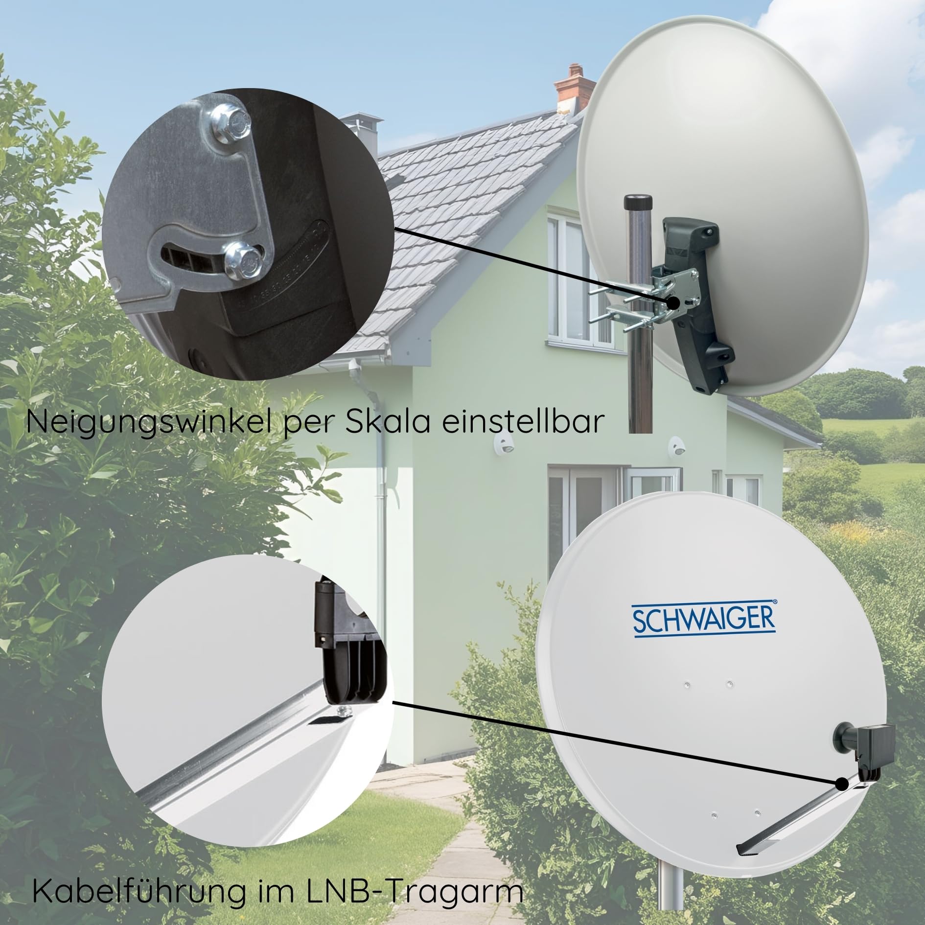 Support Mural SAT Acier – Distance 50 Cm – Pour Parabole Jusqu'à 100 Cm – HD4K