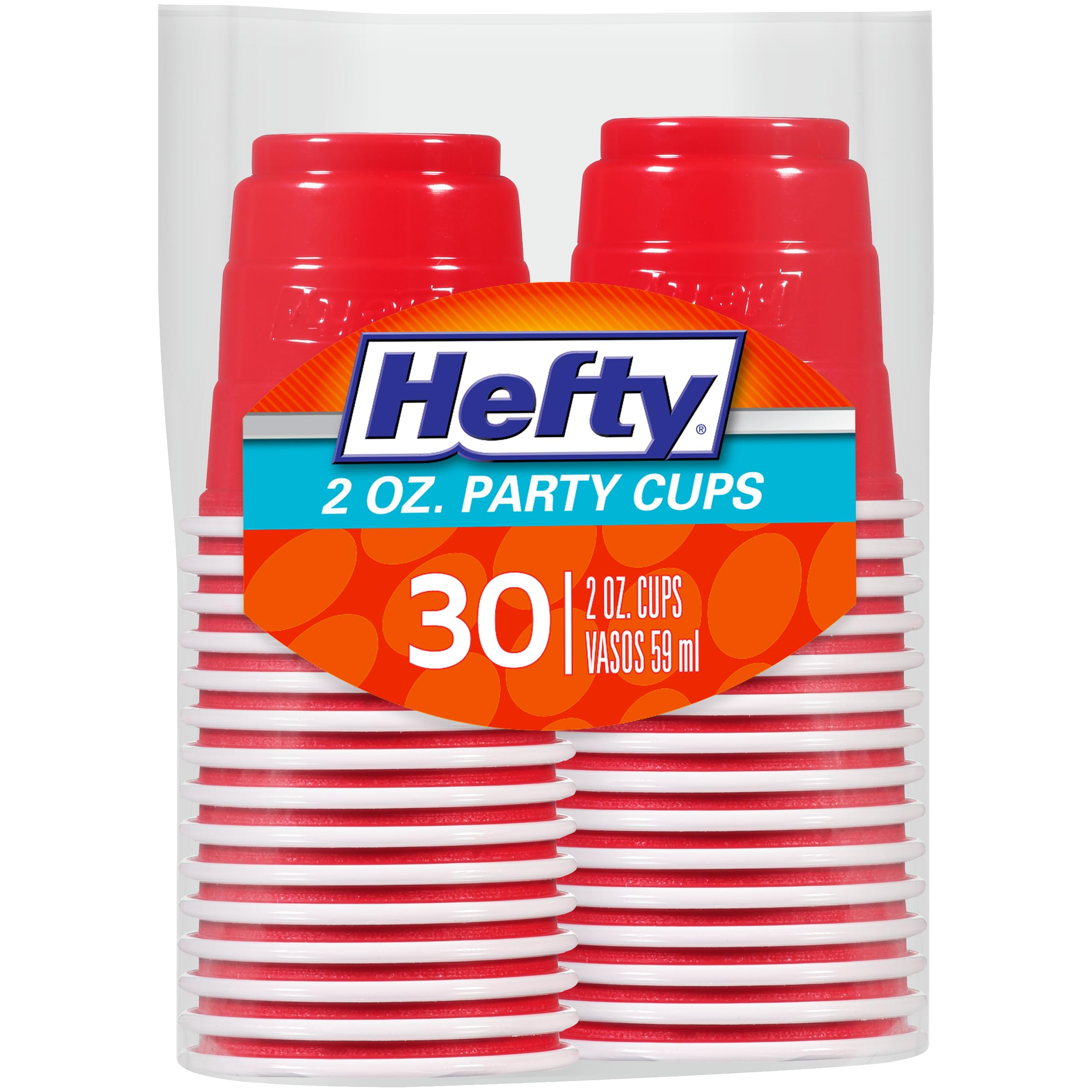 Hefty Mini-Me Plastic Cups, Red, 2 Ounce, 30 Count (Pack of 10), 300 Total