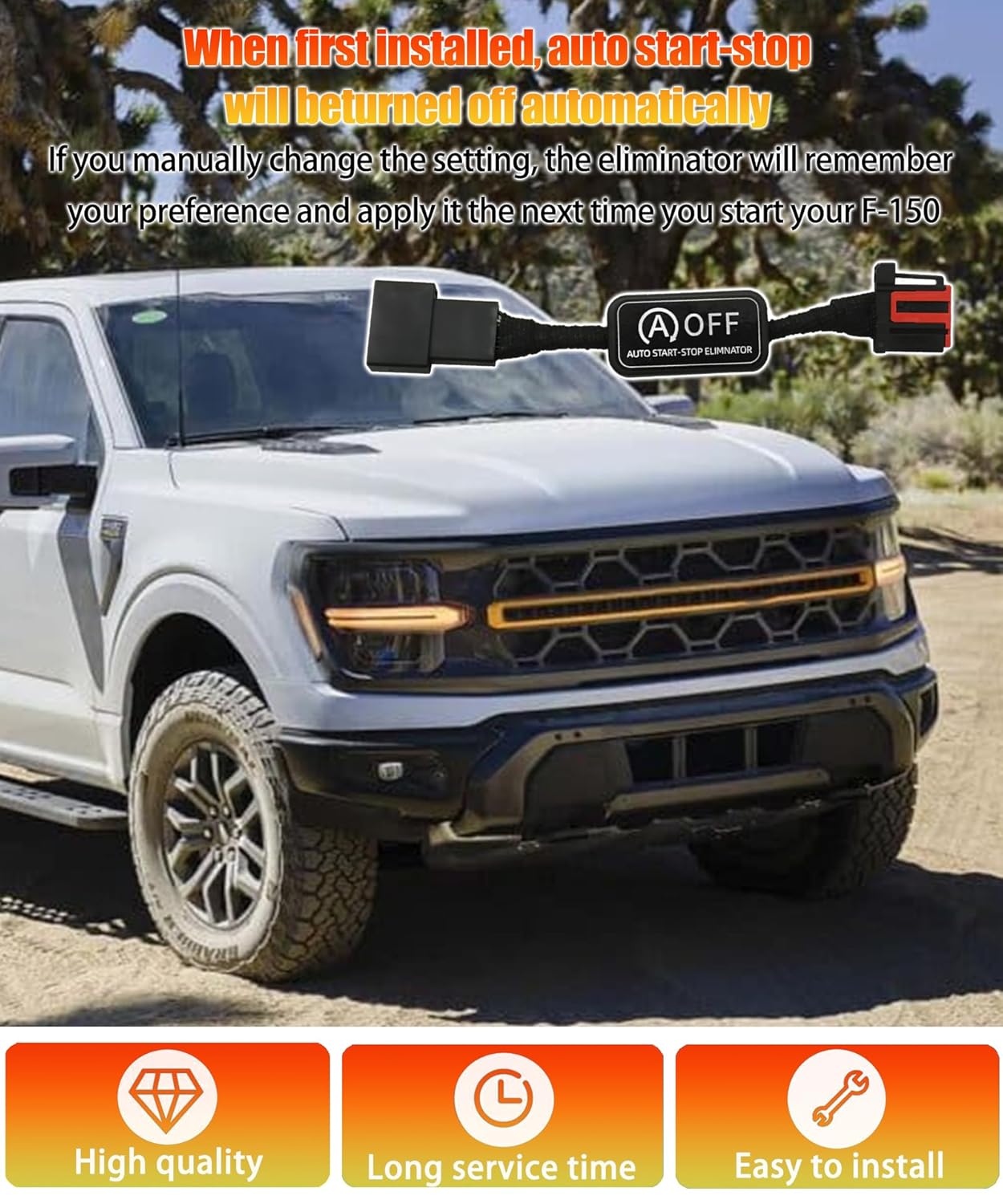 Auto Idle Stop Start Eliminator Disable Compatible with 2025 Ford F150 Disable Auto Start Stop Permanently - Plug Play Error Free Bypass