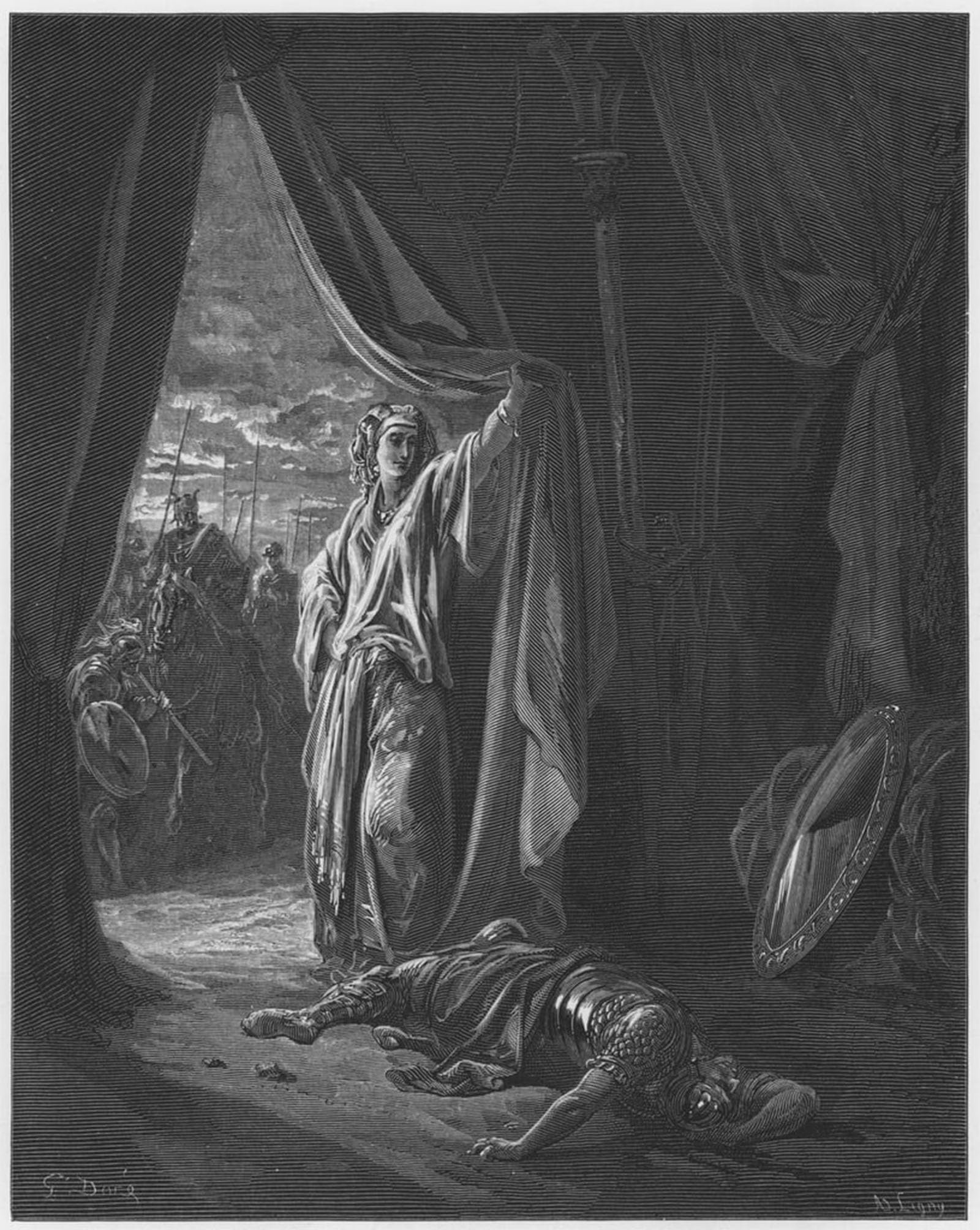 SERENDIPITP Vintage Picture Print on Canvas Wall Art Poster Bible Jael and Sisera by Gustave Dore Artwork Print Poster for Wall Decor 60x90cm