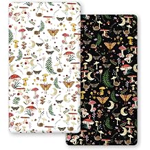 Horaldaily 2 Pack Fitted Crib Sheet for Boys Girls,Soft Breathable Washable Jersey Microfiber Baby Crib Sheet, Fits Standard Size Crib Mattress 28in x 52in, Mushroom Planting Nursery Sheet Black/White