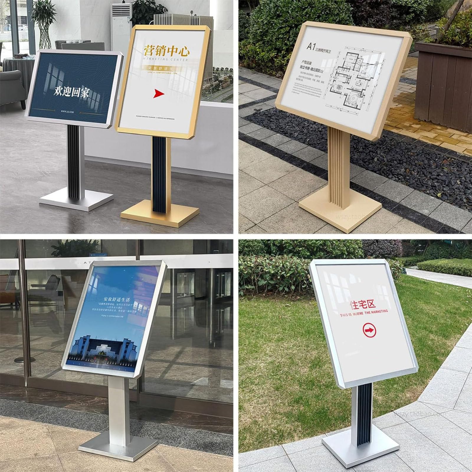 Soporte de póster de pedestal resistente, soporte para carteles publicitarios para interiores y exteriores, para bodas, fiestas en casa