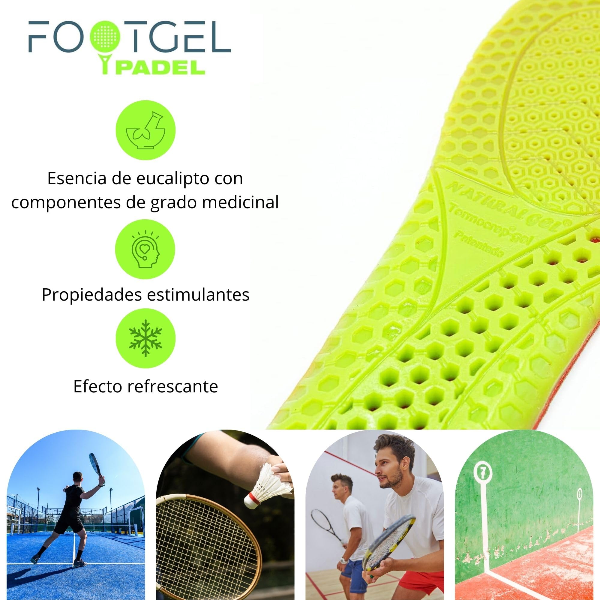 Plantillas Padel Gel Deportivas Transpirables Estabilizadoras Tallas 43-47