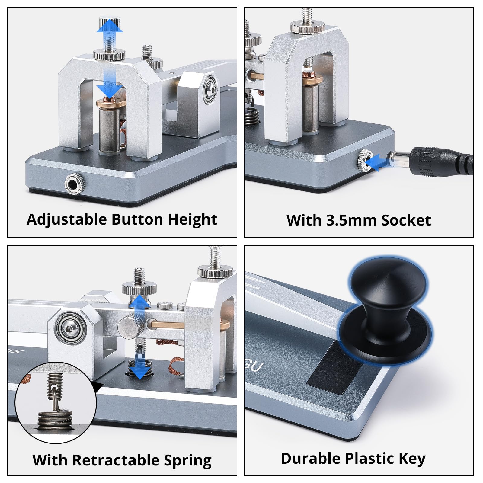 XIEGU VK-5 Morse - Pulsante Mini Straight Key CW, con base in alluminio CNC, trasmettitore codice morse, jack da 3,5 mm, per G90/X6100/X6200/X5105/G106