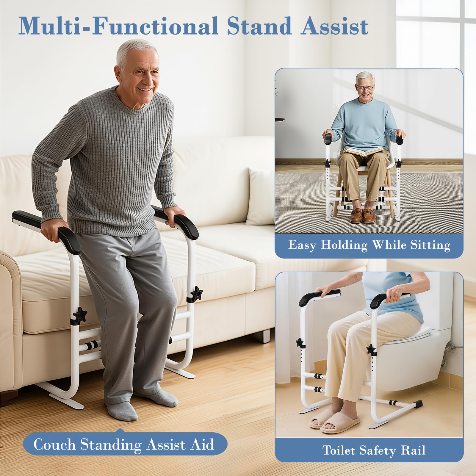 Soporte para Levantarse del Sofá, Ayuda para Levantarse con 6 Alturas y Anchos Ajustables, Hasta 204 kg con Construcción Robusta, Ayuda para Levantarse de la Silla de Sofá para Personas Mayores