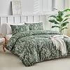 Tokokimo Forest Green Double Duvet Cover Set Floral Bedding - Little Flowers Print Green Double Duvet Set (1x Quilt Cover, 2x Pillowcases) Soft Microfibre Duvet Cover Set 200x200 cm