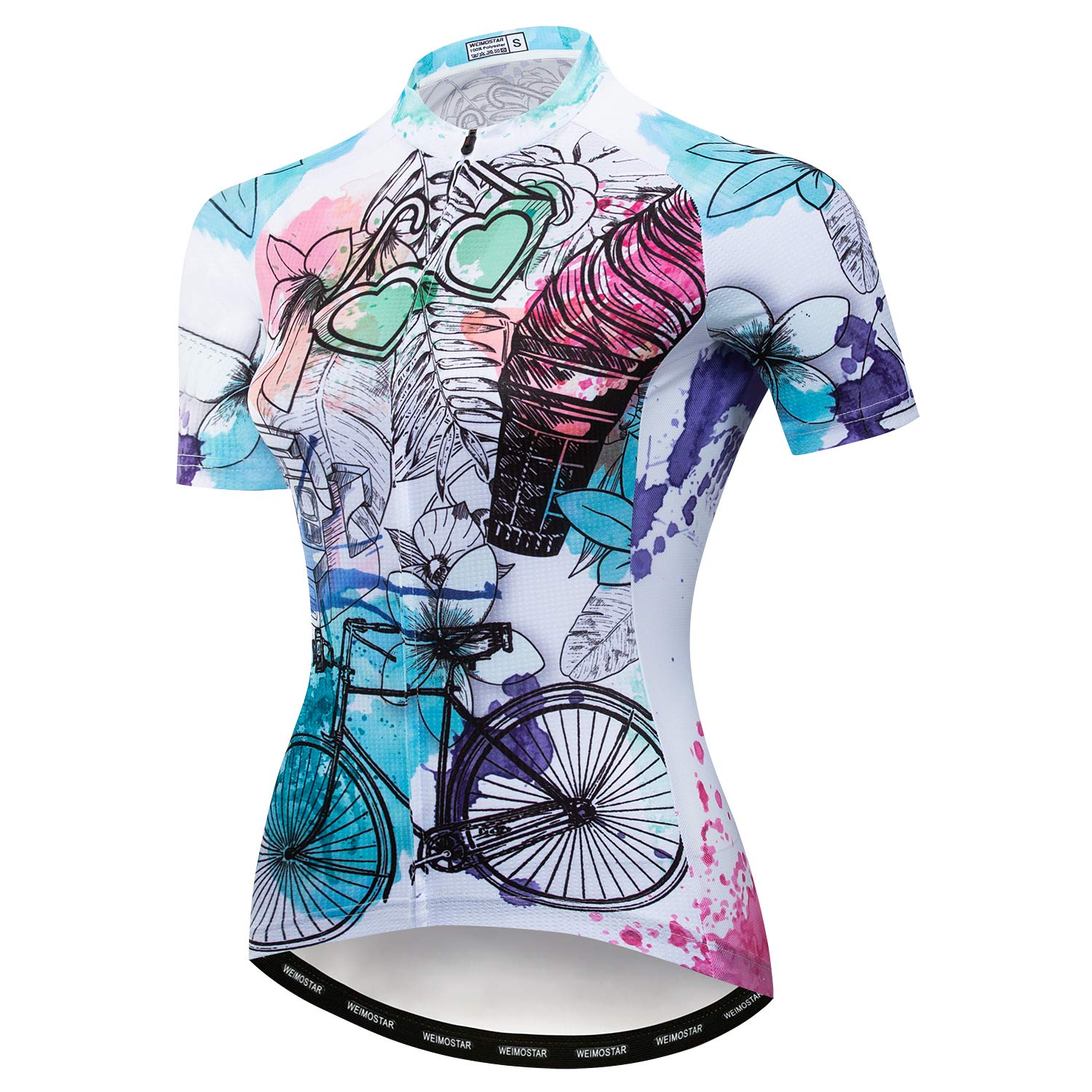 Weimostar Frauen Radtrikot Kurzarm Tops Atmungsaktiv Mountain Road Fahrrad MTB Shirts