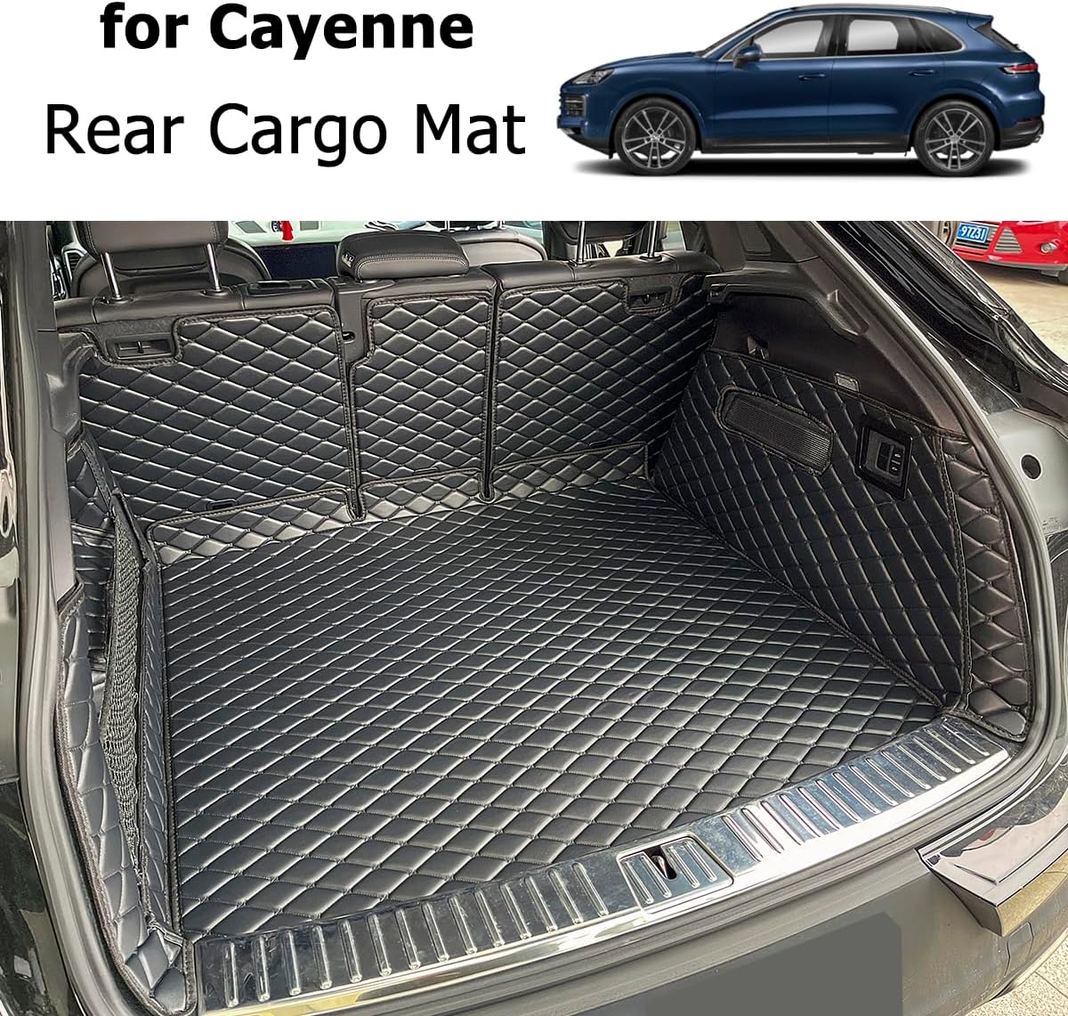 Cargo Mat Compatible with 2019-2025 Porsche Cayenne Coupe Trunk Mat (and Rear Left and Right Side Panels) Cargo Liners for Porsche Cayenne (NO E-Hybrid＆Plug-in Hybrid)