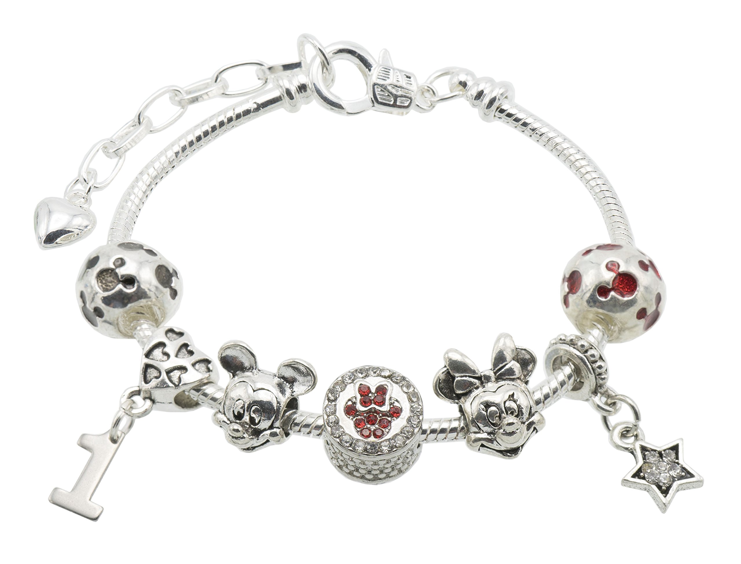 Jewellery Hut 'Mickey & Minnie Mouse' Children's Birthday Bracelet for Girls with Gift Box - Ages Available 1-11 (1st Birthday)