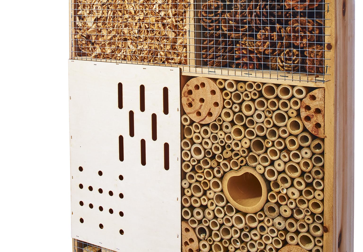 Kobolo Insektenhotel Insektenhaus Honey aus Tannenholz | 46x75x109 cm | Füllung aus verschiedenen Materialien
