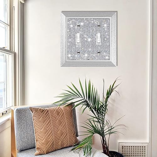 Miniatura 10 de Cubiertas de salida de diamantes de imitación plateados brillantes, placas de pared, placa de cubierta de interruptor de luz, placas decorativas