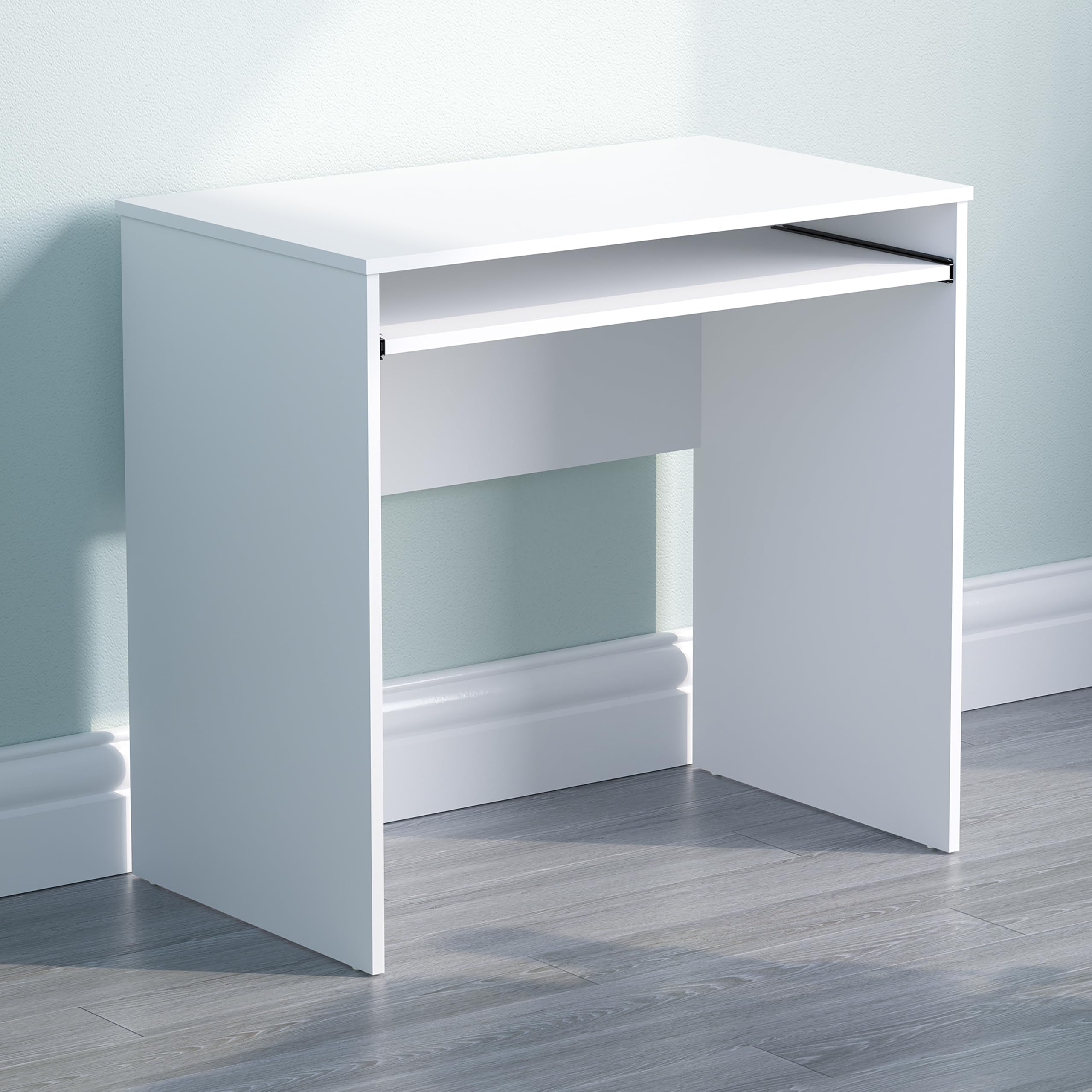 Vida Designs Huby Piccola Scrivania per Computer, per Casa, Ufficio, Portatile, per Studio di Gioco, con Vassoio per Tastiera, Mobili, Bianco, Dimensioni Del Prodotto: 75 x 80 x 48 cm Circa