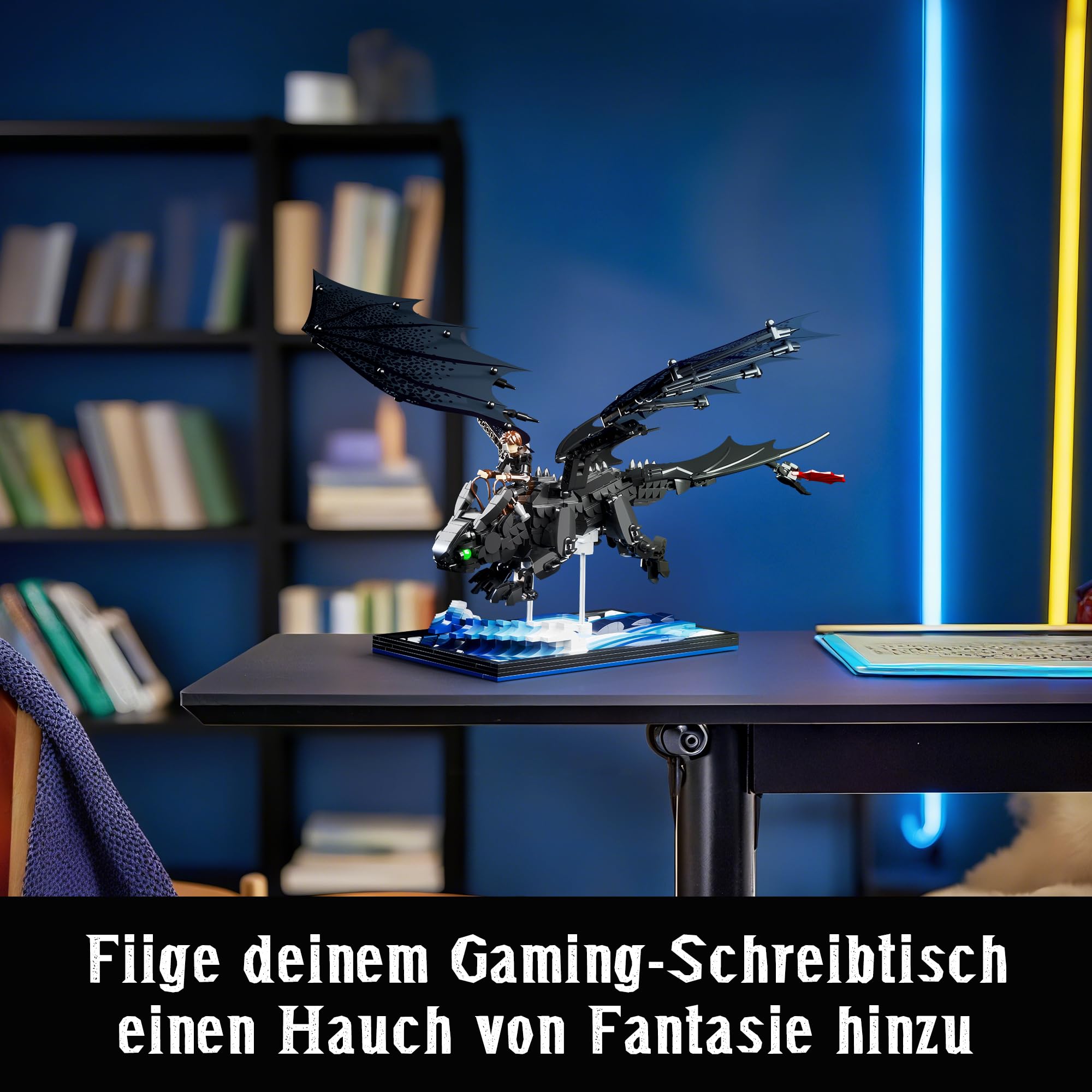 VEPOWER Schwarzer Fantasy Drachen Klemmbaustein Set ab 10 Jahren