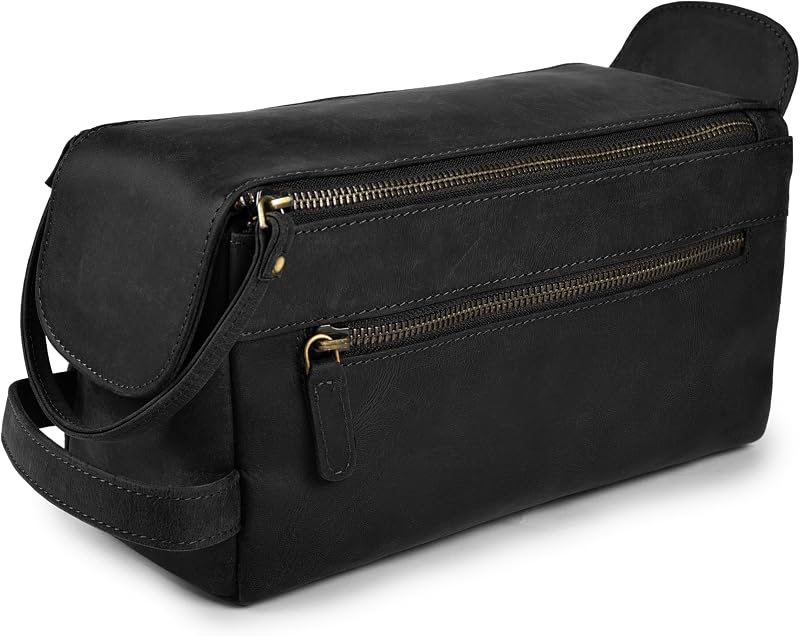 Necessaire de viagem em couro LEATHER VILLAGE, preta