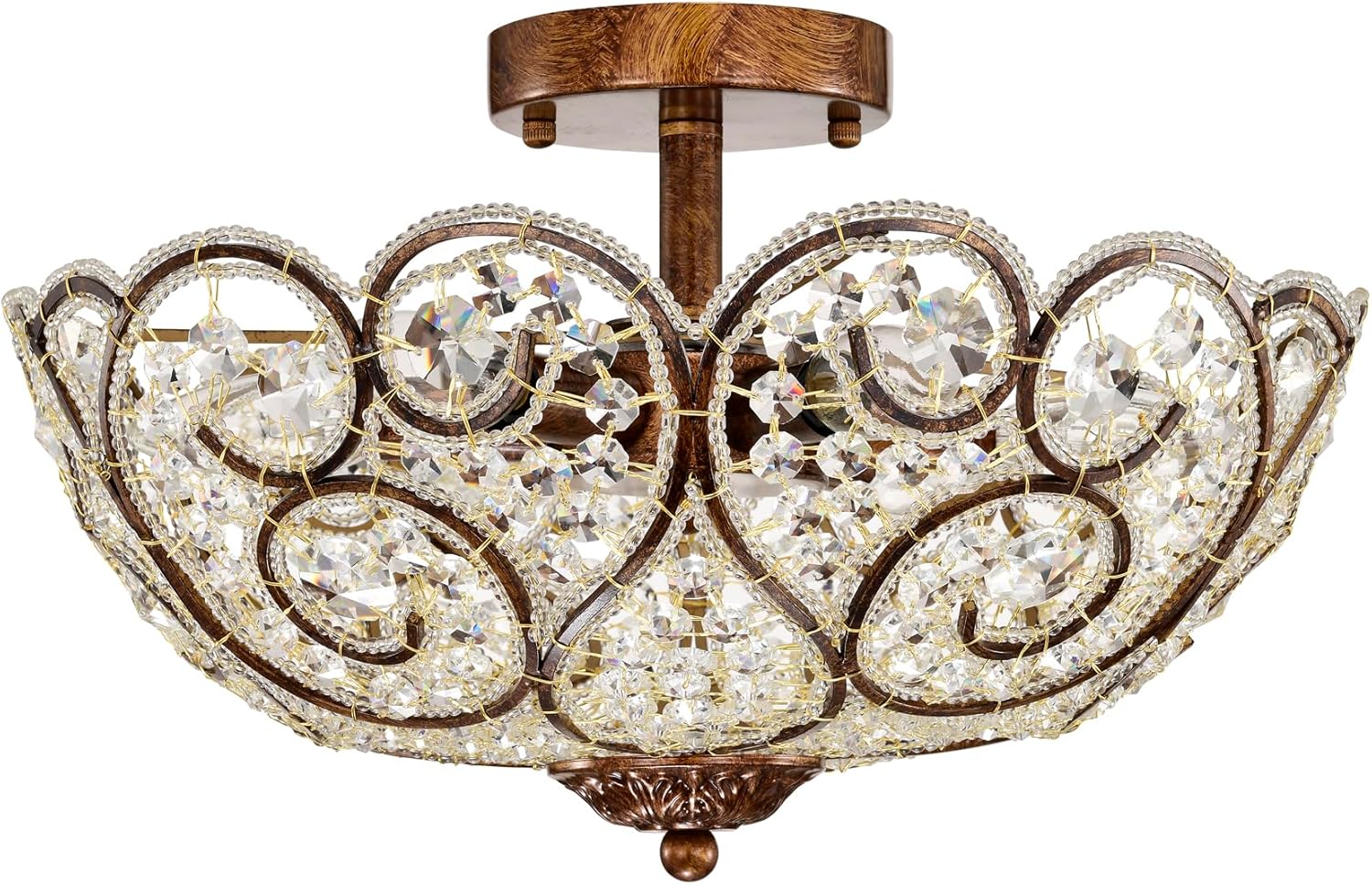 Kairo 15.7 in. 6-Light Indoor Bronze Finish Semi-Flush Mount Ceiling Light