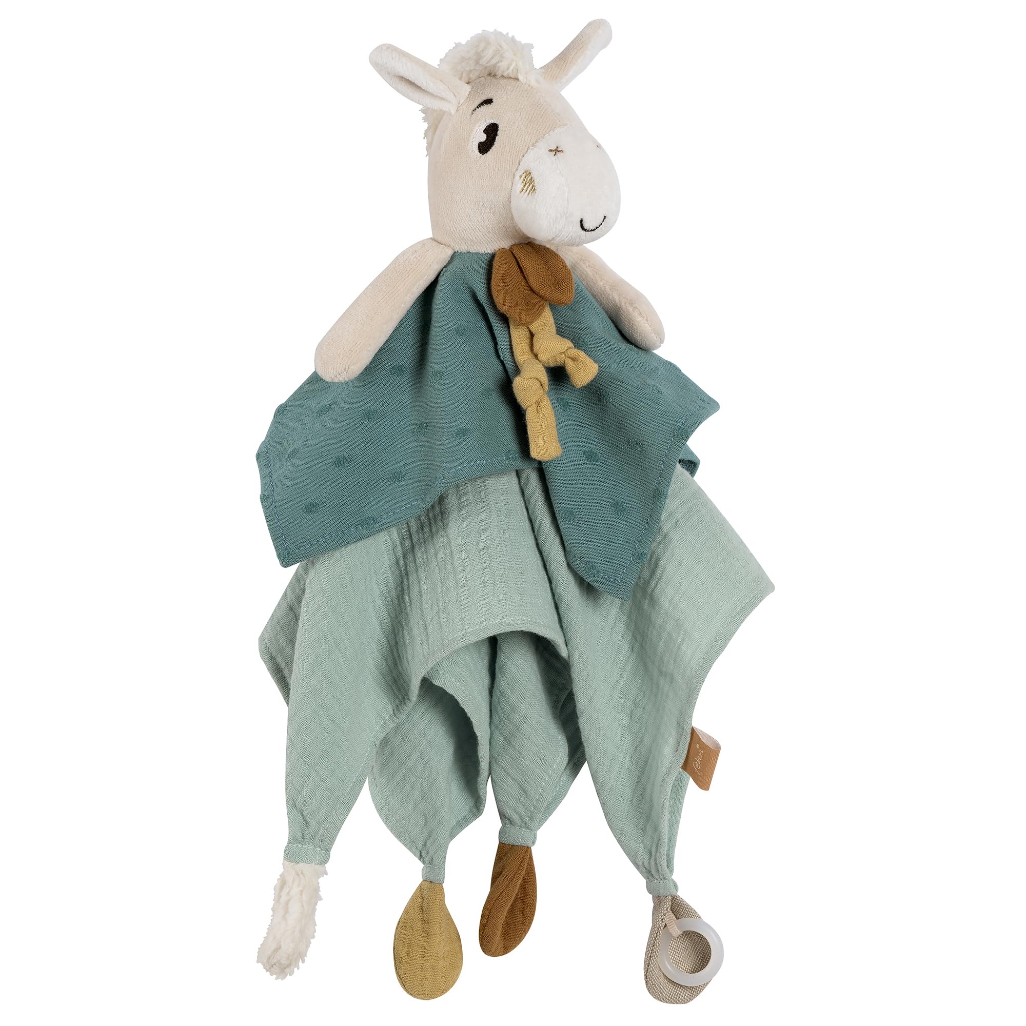 Fehn Baby Towel with Horse, Baby Cloth, Sleeping Aid and Plush with Pacifier Attachment, Cotton, from 0 Months โ image 1