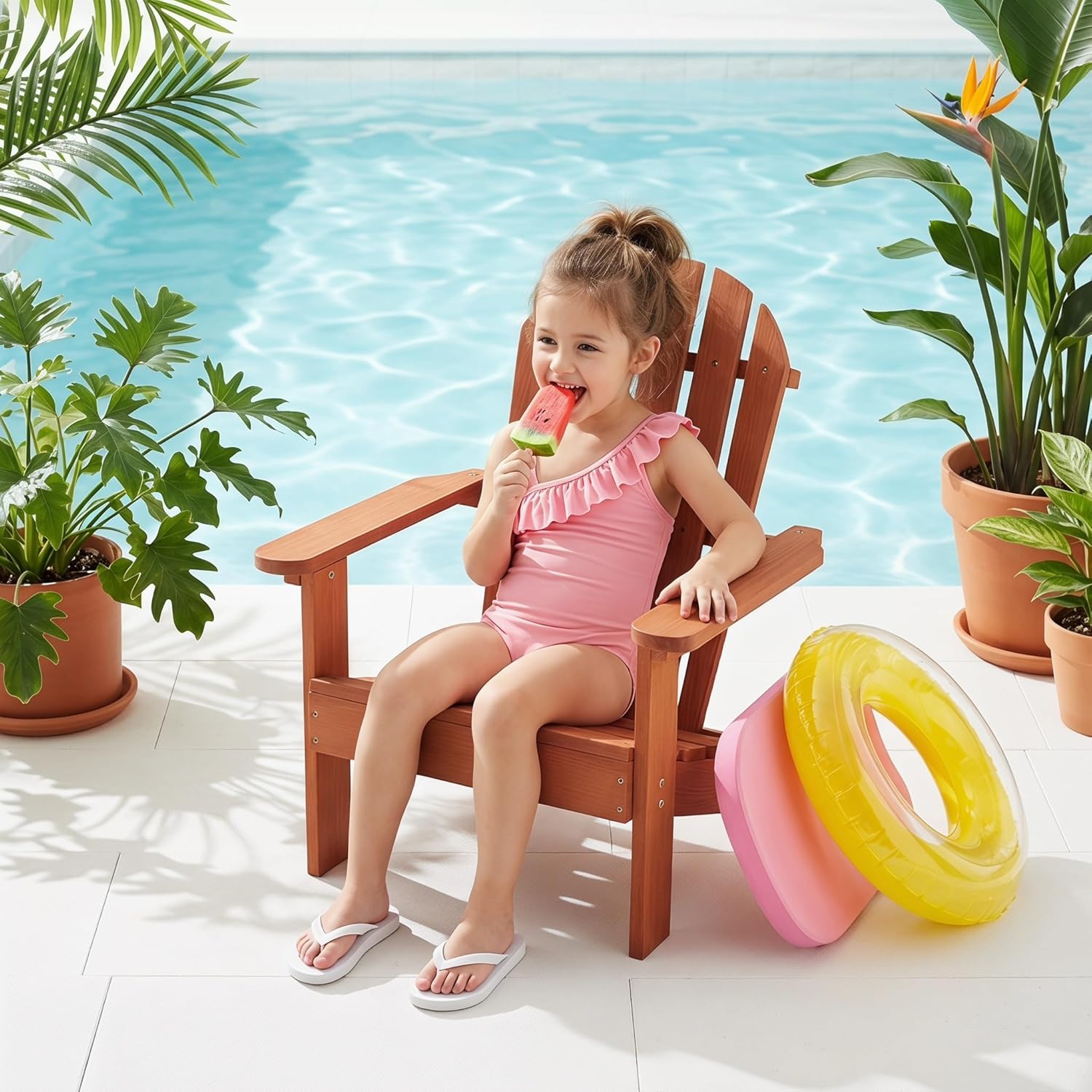 Wooden Kids Adirondack Chair, Natural Cedar Lounge Chair for Indoor & Outdoor Use