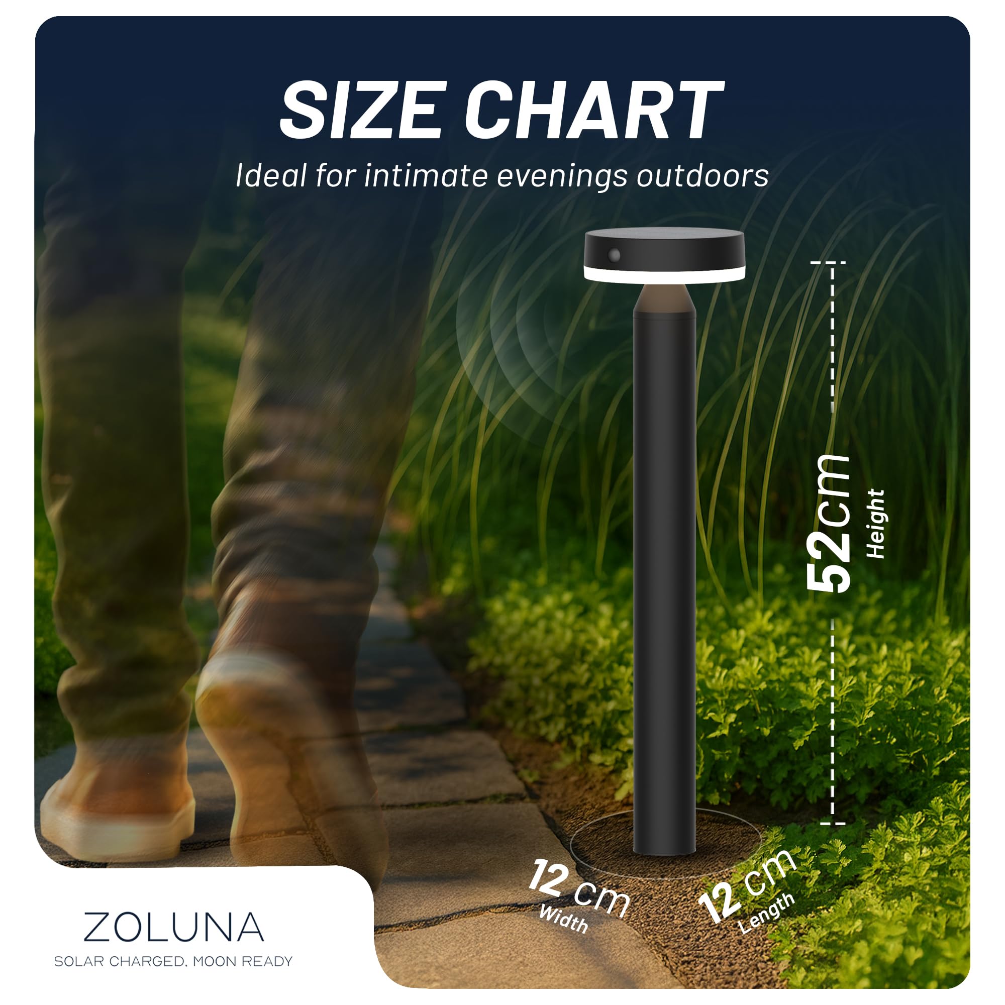 ZOLUNA Guus Solarlampen Für Außen Mit Bewegungsmelder, 3000K, IP44 Wasserdicht, Solarleuchten Garten, Solar Gartenleuchten Für Außen, LED Gartenbeleuchtung Solar Winterfest