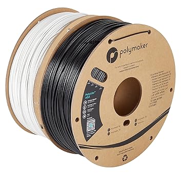 Polymaker ASA Filament Bundle 1.75mm, 2x1kg Heat Resistant Weather Resistant ASA 1.75 Cardboard Spool - PolyLite ASA 3D Printer Filament Black & White Bundle, Perfect for Printing Outdoor Parts